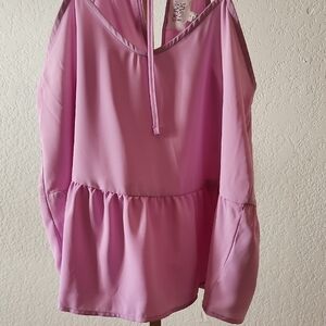 Olive & Oak Pink Blouse with Tie Neck